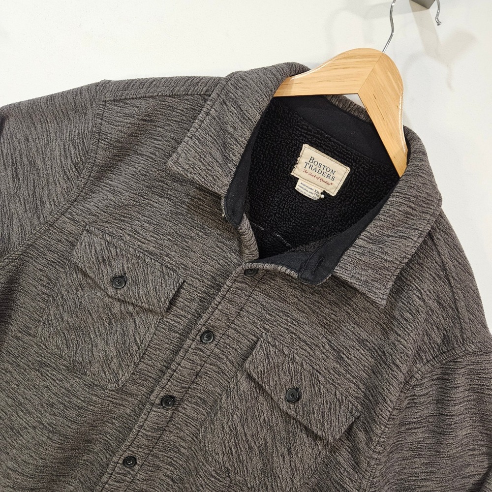 Boston Traders Mens XXL Fleece Lined Sherpa Shacket Button Down Jacket‎